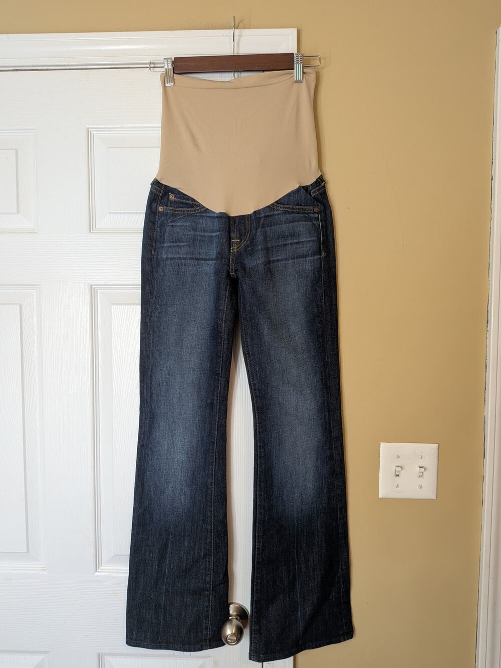 7 For All Mankind Maternity Flare Jeans Size 25 Dark Wash Denim Secret Fit Belly